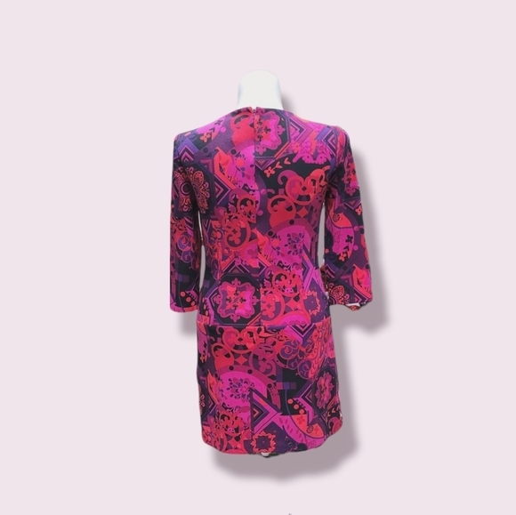 Jax Women's Sz 12 Retro Mod Dress Purple Paisley with Pockets - Picture 2 of 9